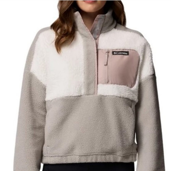 Columbia Jackets & Blazers - Columbia Two-Tone Fleece Pullover with Pink Accent